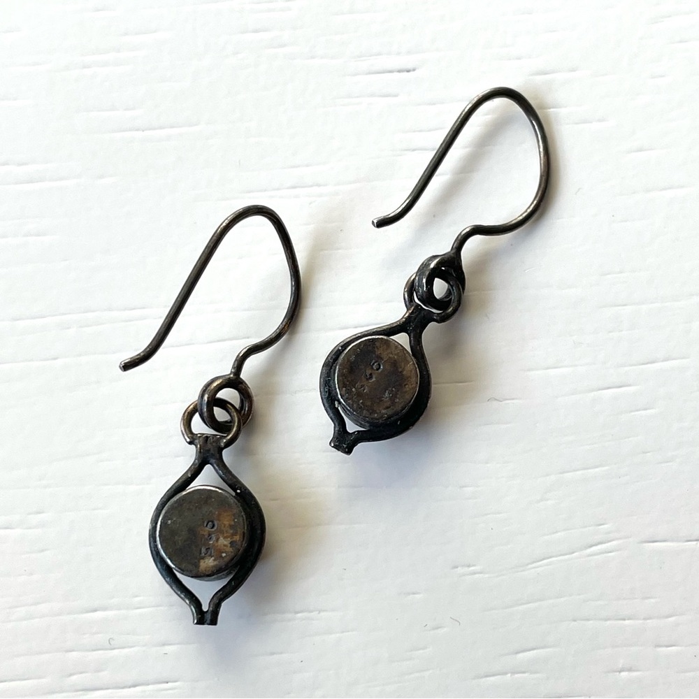 Vintage Old Pawn style red stone/glass dangle earrings garnet? - Picture 6 of 11